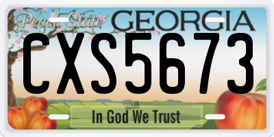 GA license plate CXS5673