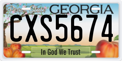 GA license plate CXS5674