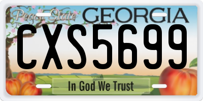 GA license plate CXS5699