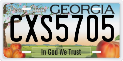 GA license plate CXS5705