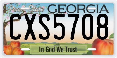 GA license plate CXS5708