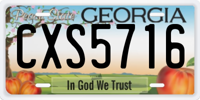 GA license plate CXS5716