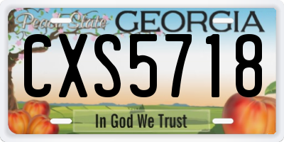 GA license plate CXS5718