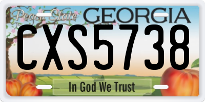 GA license plate CXS5738