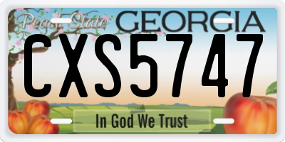 GA license plate CXS5747