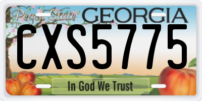 GA license plate CXS5775