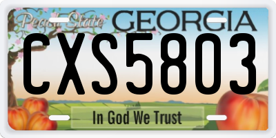 GA license plate CXS5803