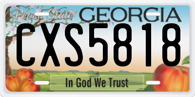 GA license plate CXS5818