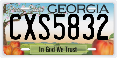 GA license plate CXS5832