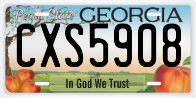GA license plate CXS5908