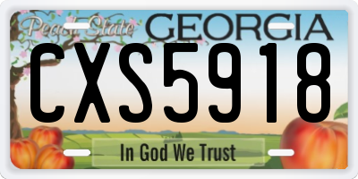 GA license plate CXS5918