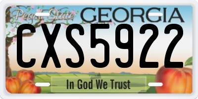 GA license plate CXS5922