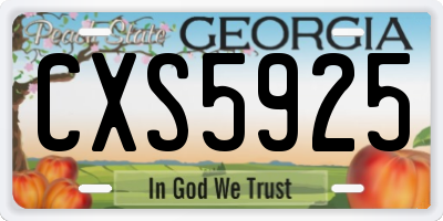 GA license plate CXS5925