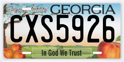 GA license plate CXS5926