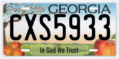 GA license plate CXS5933