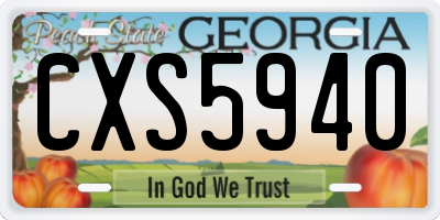 GA license plate CXS5940