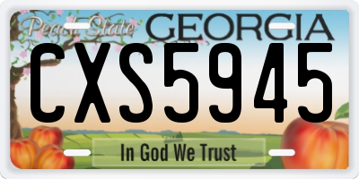 GA license plate CXS5945