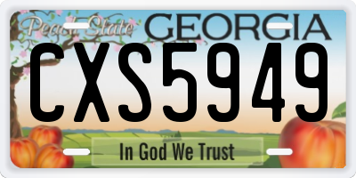 GA license plate CXS5949