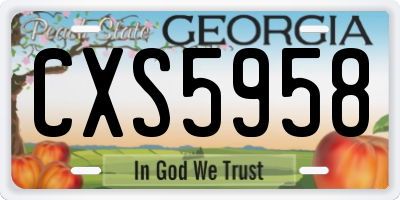 GA license plate CXS5958