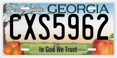 GA license plate CXS5962