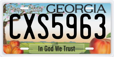 GA license plate CXS5963