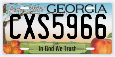 GA license plate CXS5966