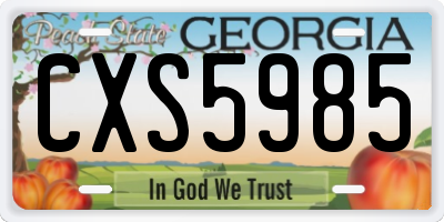 GA license plate CXS5985