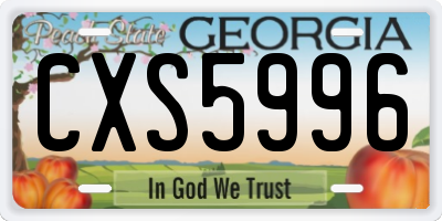 GA license plate CXS5996
