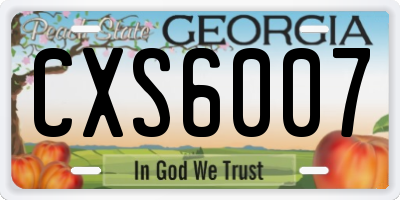 GA license plate CXS6007