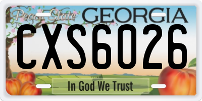 GA license plate CXS6026