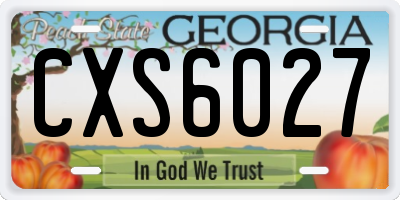 GA license plate CXS6027