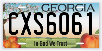GA license plate CXS6061