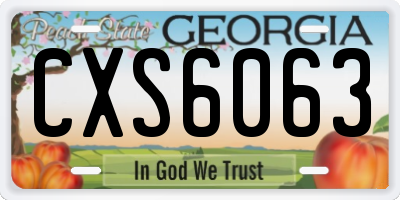 GA license plate CXS6063