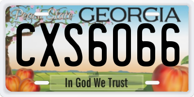 GA license plate CXS6066