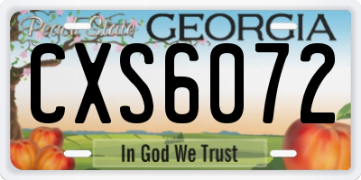 GA license plate CXS6072