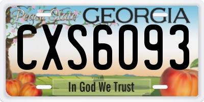 GA license plate CXS6093