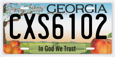 GA license plate CXS6102