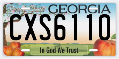 GA license plate CXS6110