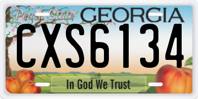 GA license plate CXS6134