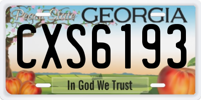 GA license plate CXS6193