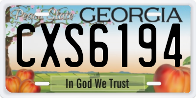 GA license plate CXS6194