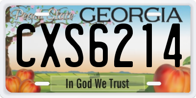 GA license plate CXS6214