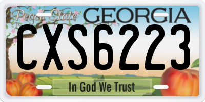 GA license plate CXS6223