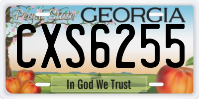 GA license plate CXS6255