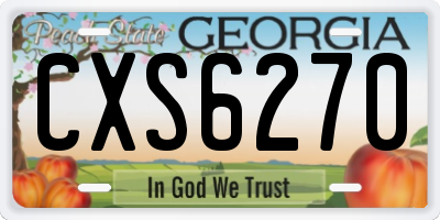 GA license plate CXS6270