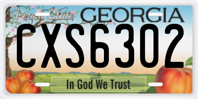 GA license plate CXS6302