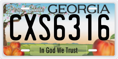 GA license plate CXS6316
