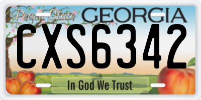 GA license plate CXS6342