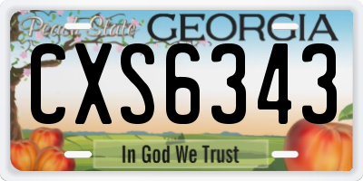 GA license plate CXS6343