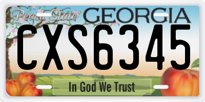 GA license plate CXS6345